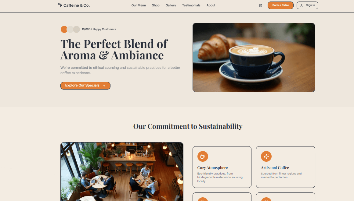 Cafe Website Tamplete